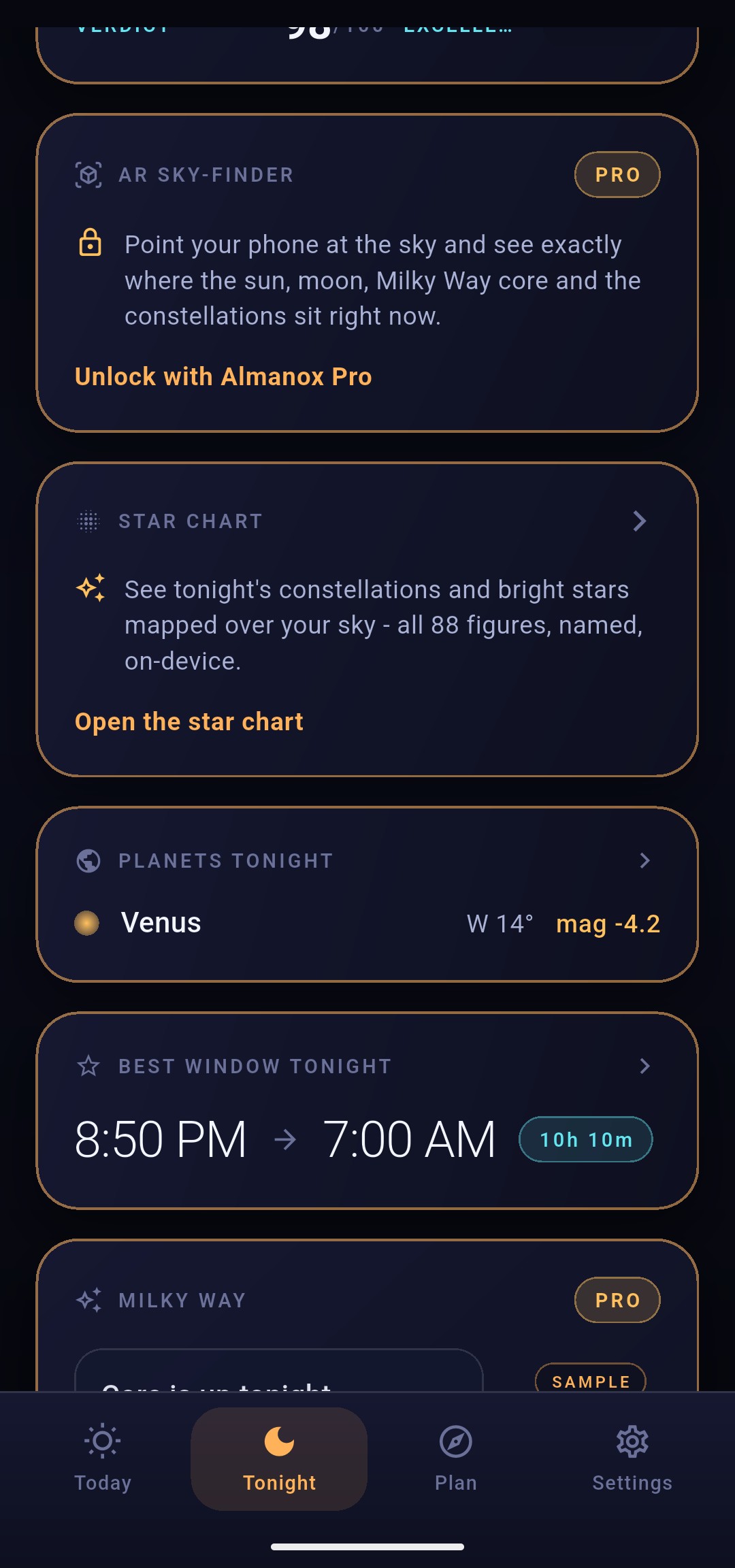 Almanox - free star chart, planets tonight and ISS passes