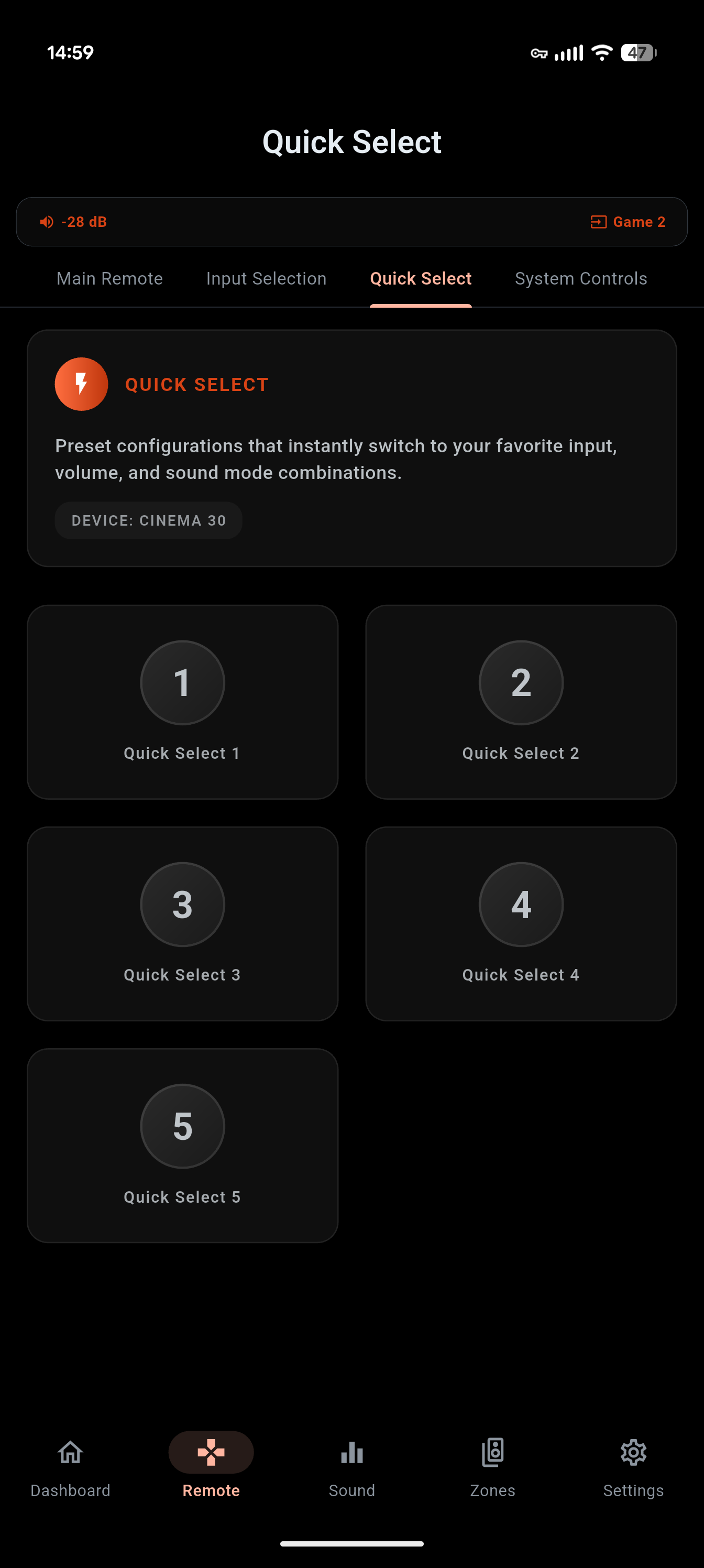 Quick Select Presets