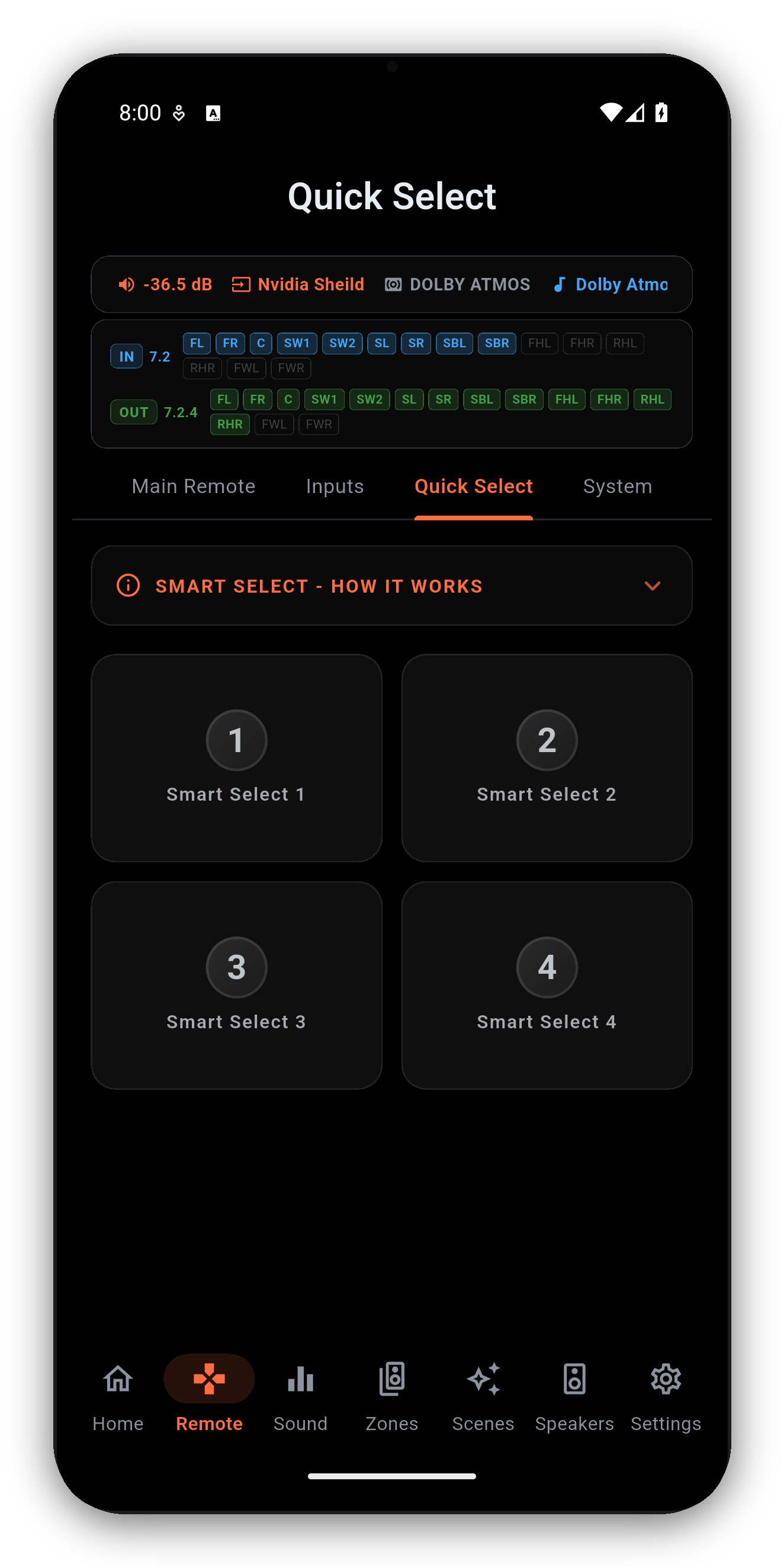 Quick Select presets