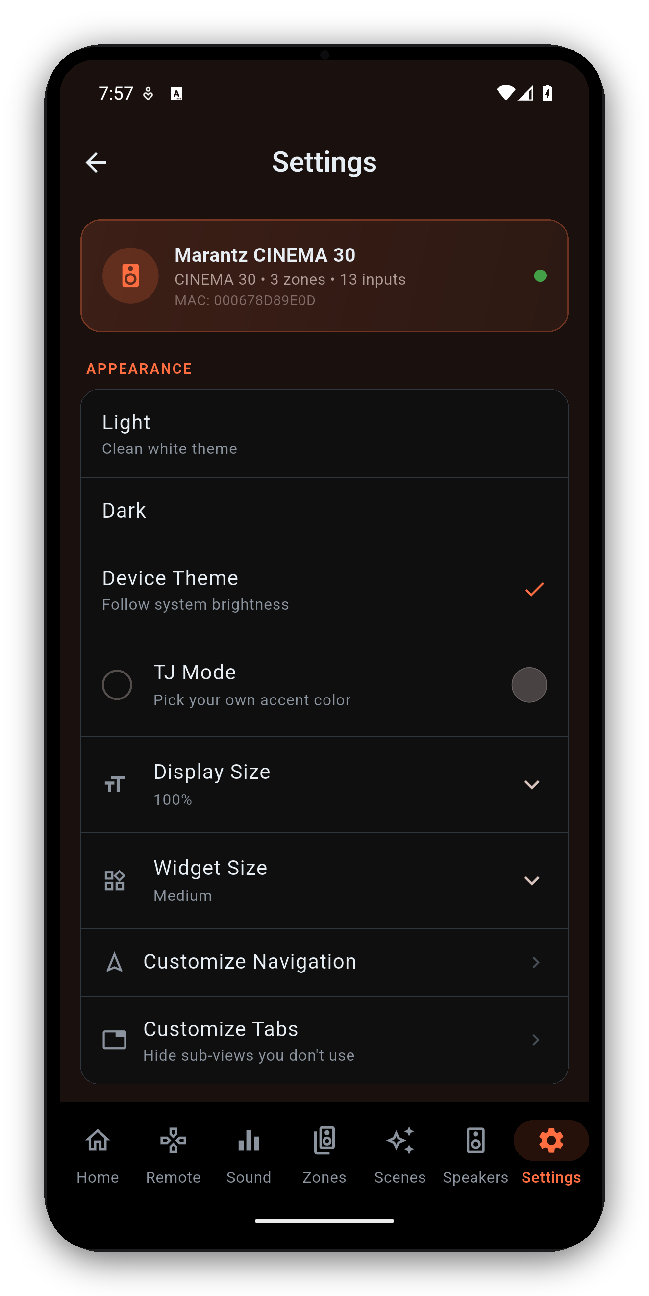 App settings