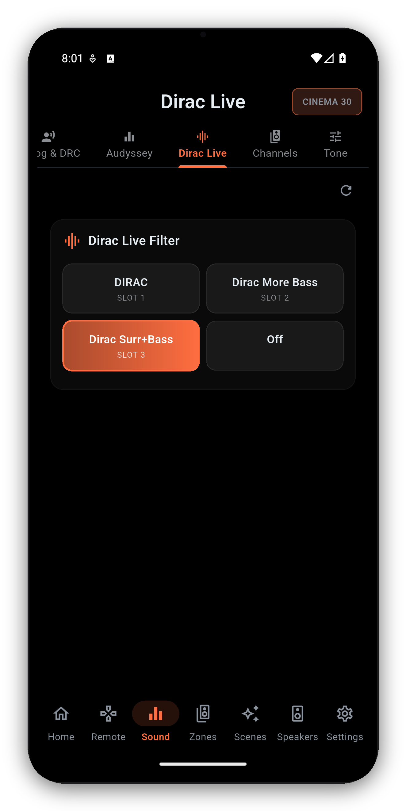 Dirac Live filter slots