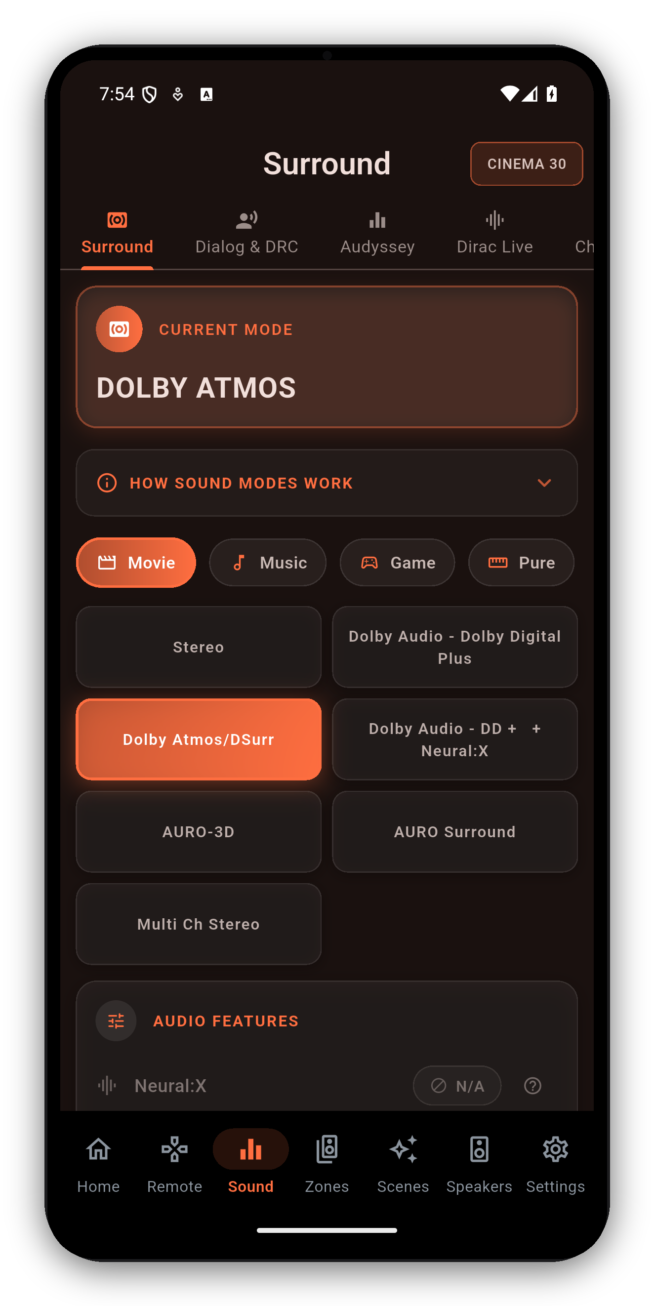 Surround & sound modes