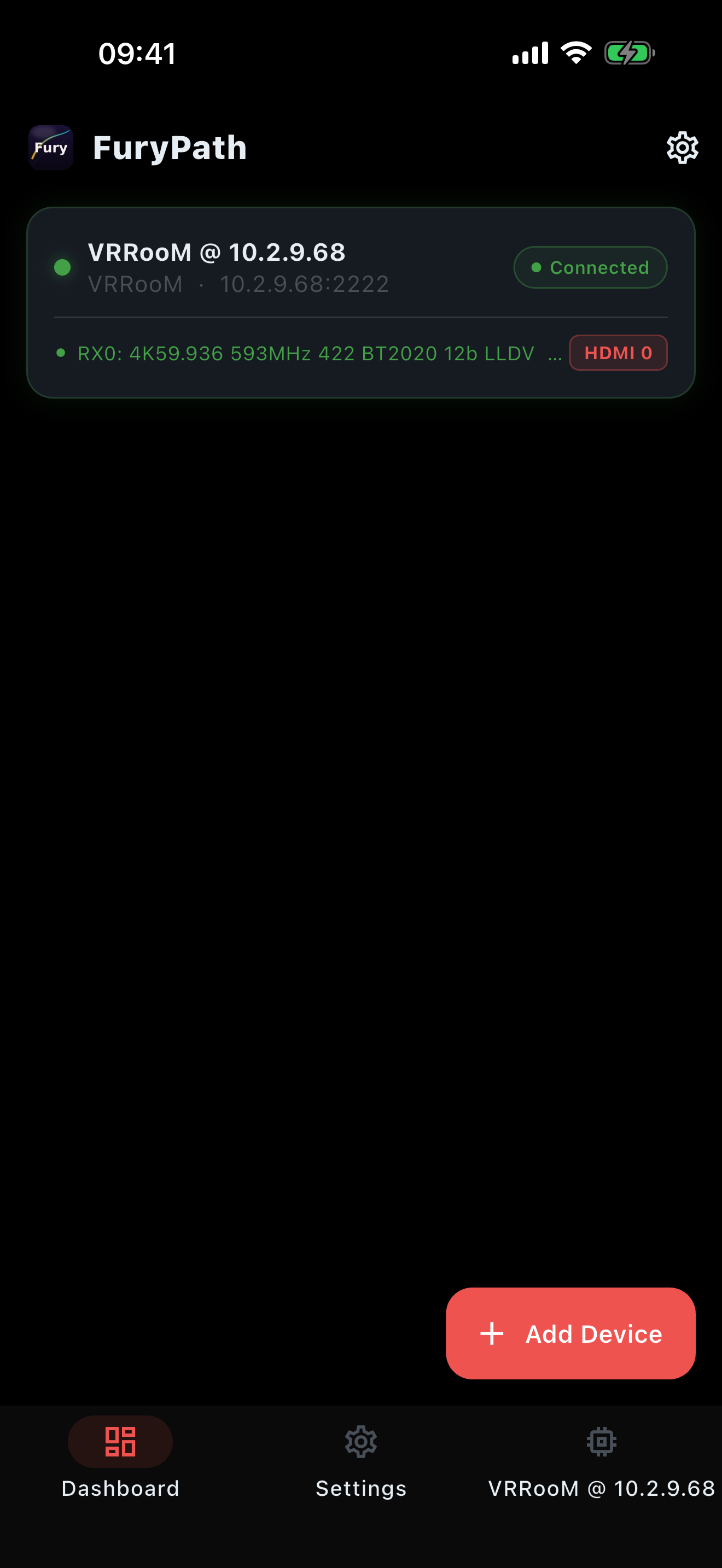 FuryPath on iPhone - Dashboard