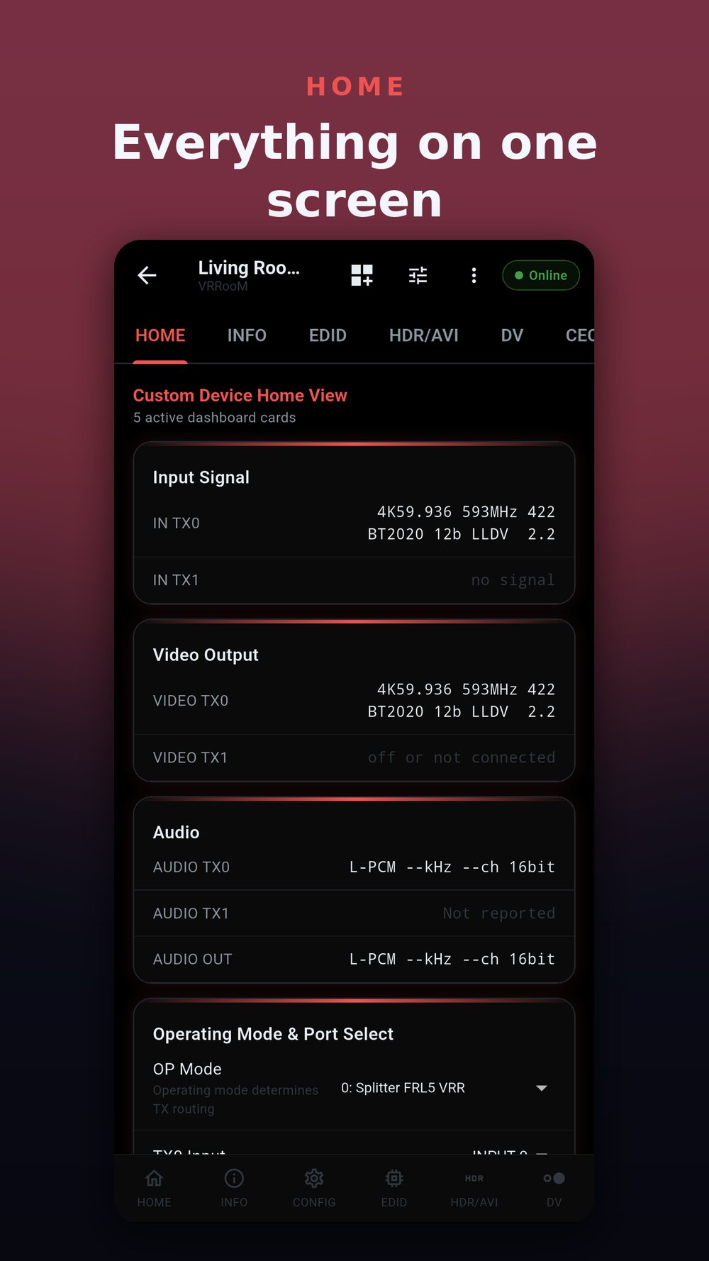 FuryPath Home screen with every HDFury card on one screen