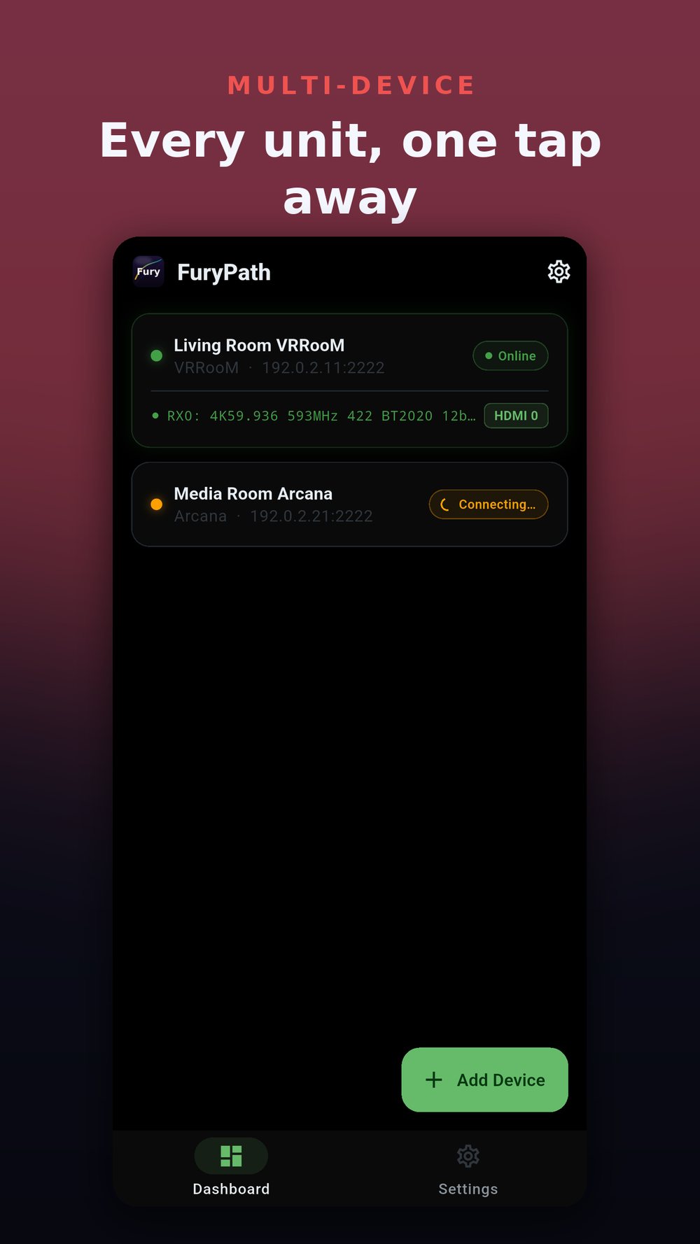 FuryPath multi-device list for several HDFury units on one network