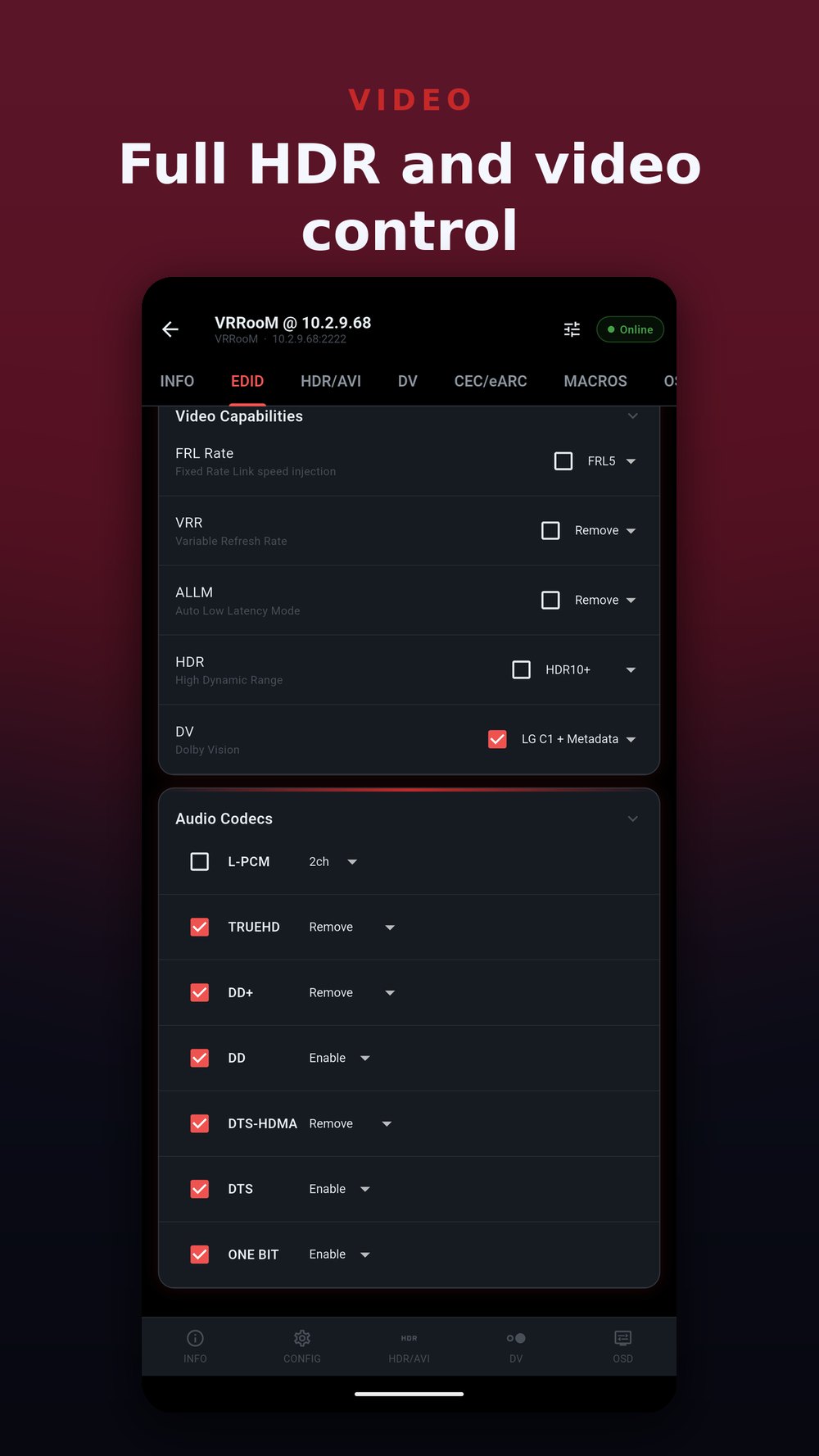 FuryPath video and HDR control