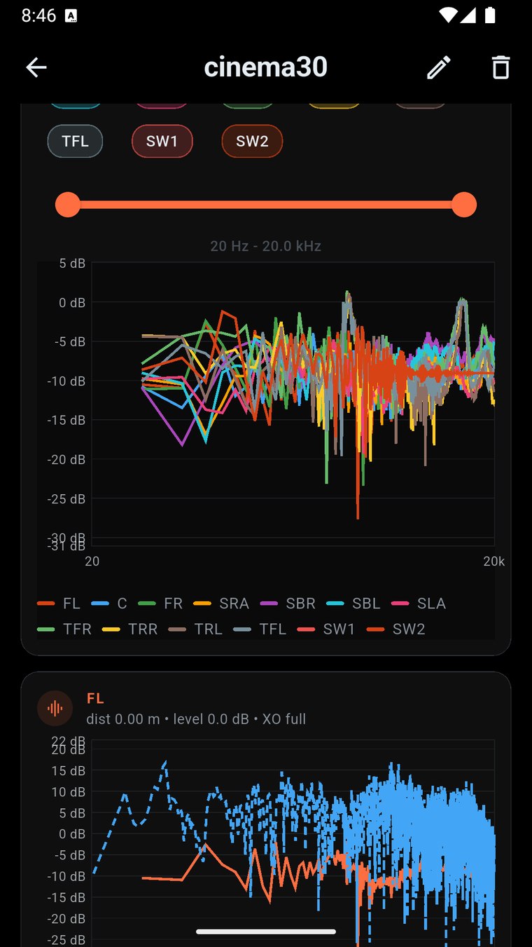 NexusDeck curve detail with a full frequency-response chart
