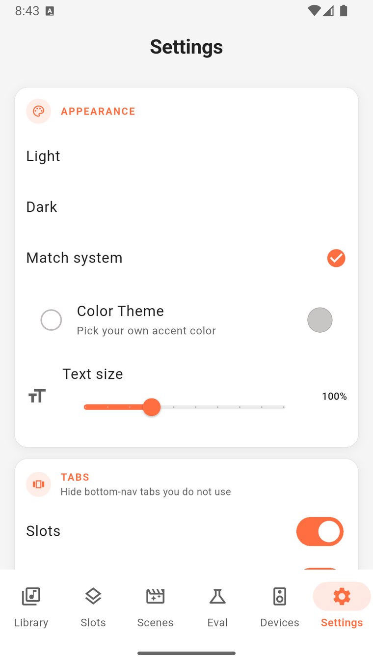 NexusDeck settings and theme