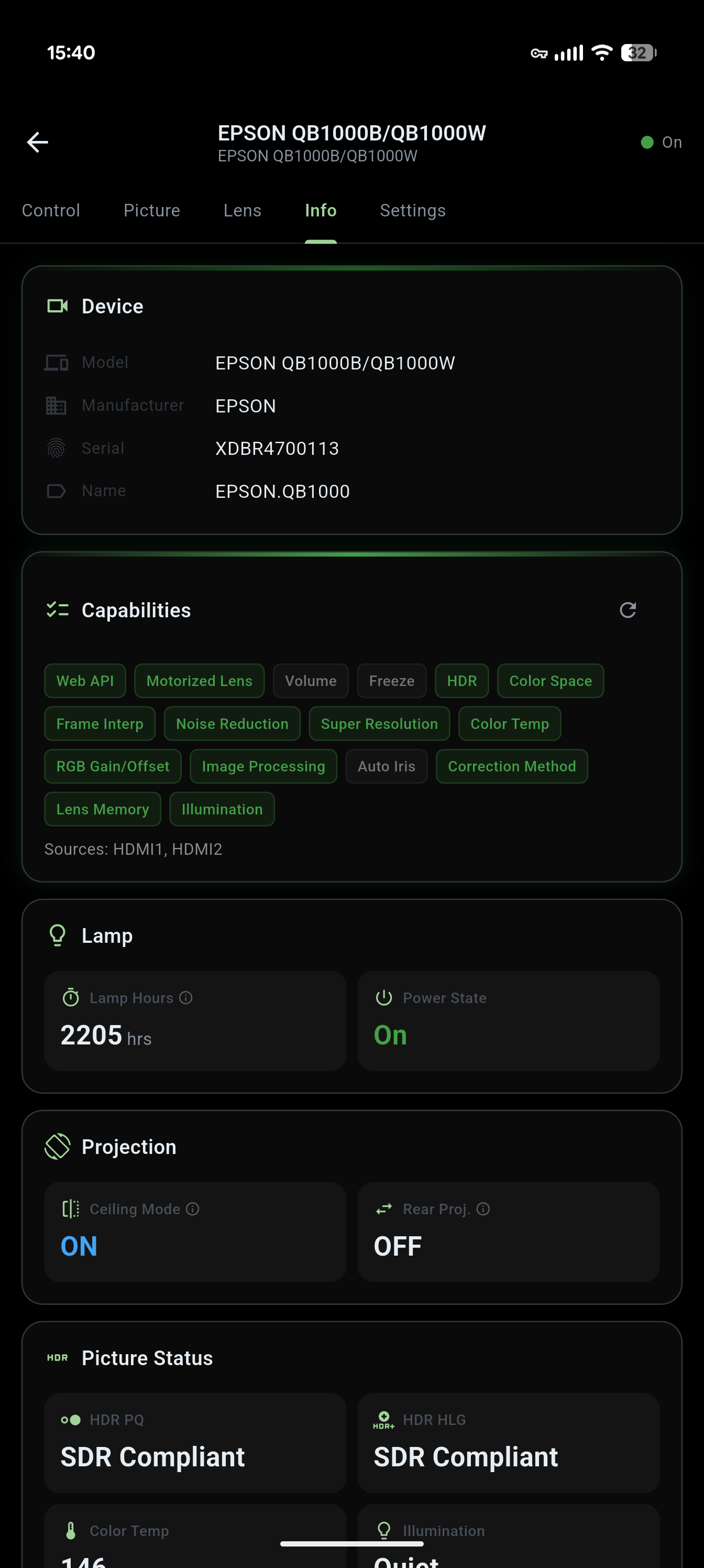 Device Info and Status