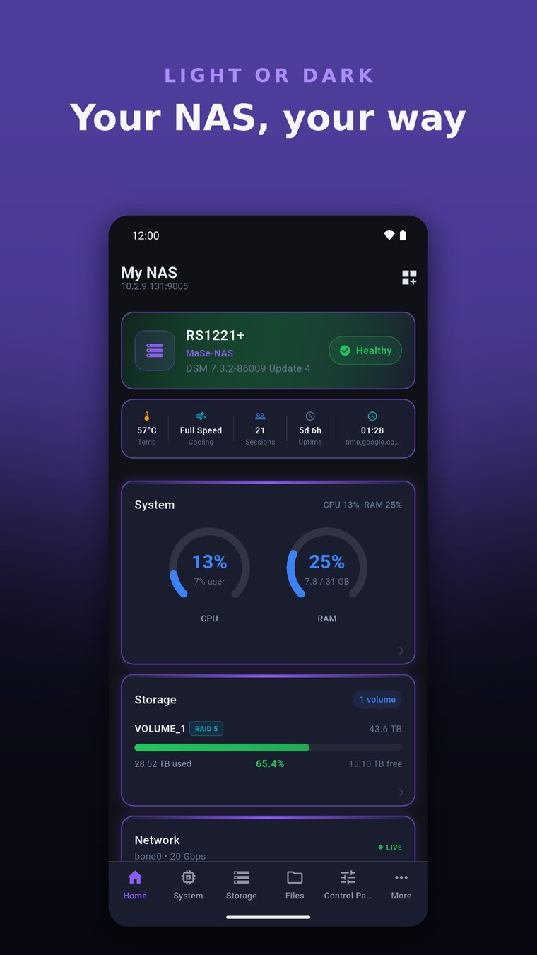 Syno Manager light or dark theme