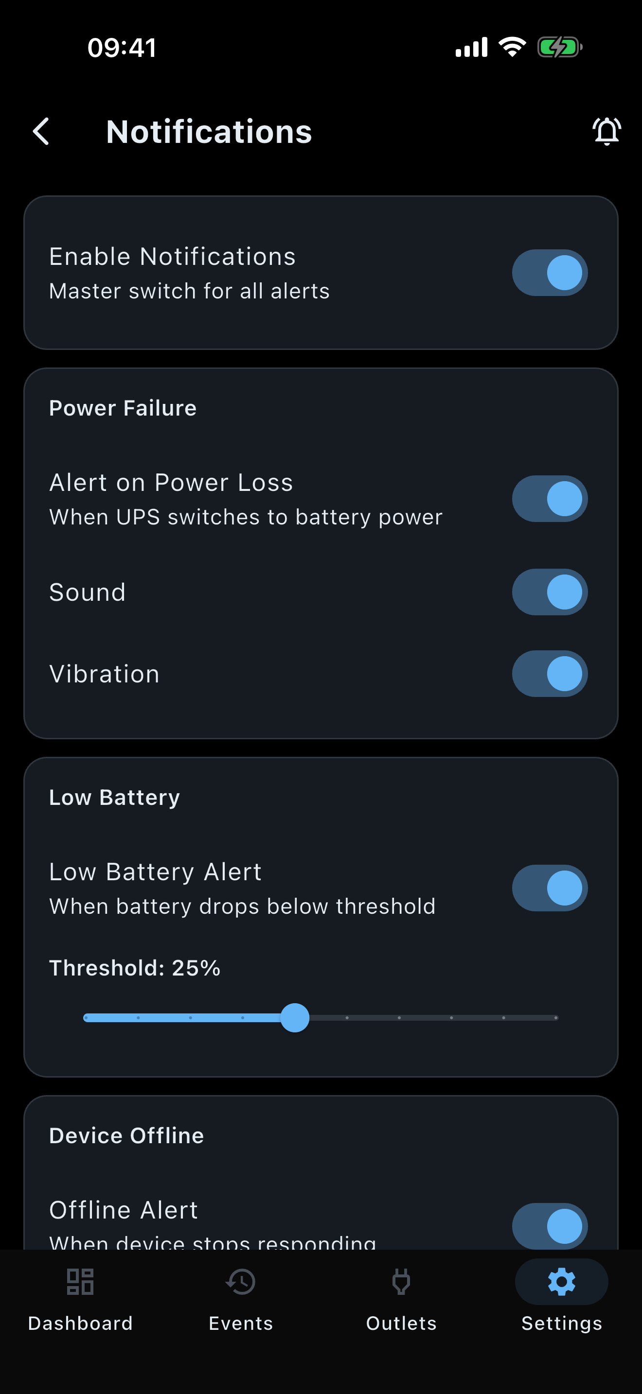 UPSight on iPhone - Notifications