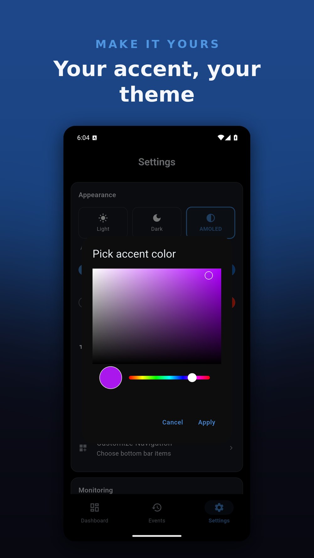 UPSight themes and accent colors